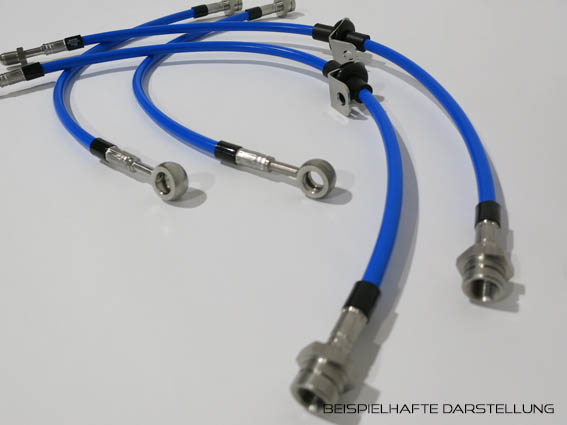 Vergrößerter beispielhafter Stahlflex-Leitungssatz in RS-Blau