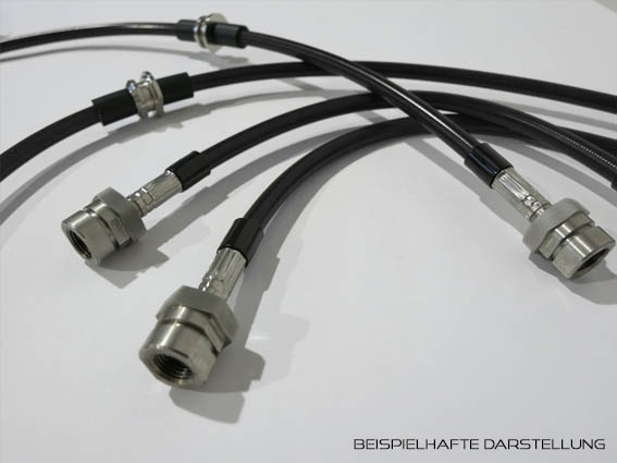 Vergrößerter beispielhafter Stahlflex-Leitungssatz in Schwarz