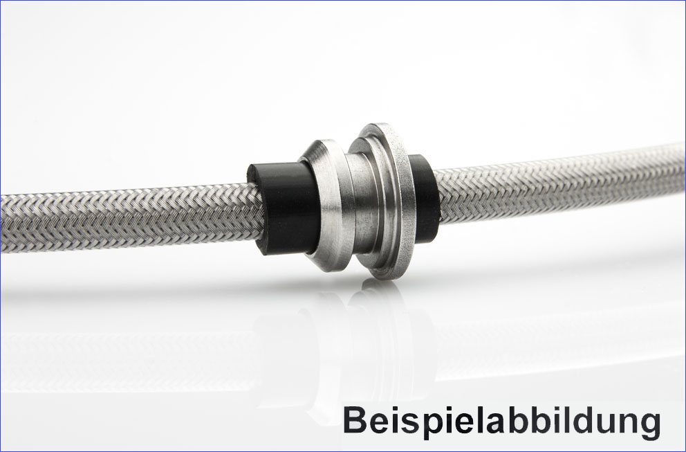 Detailansicht einer Stahlflex-Bremsleitung mit Durchführung